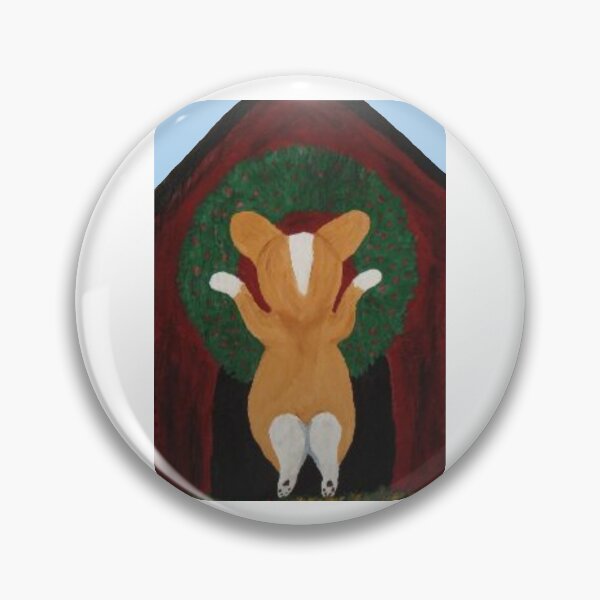 Item preview, Corgi putting a Christmas Wreath on doghouse designed and sold by Squirreldumplings.