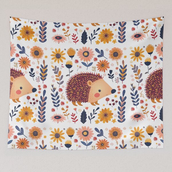 Item preview, Scandinavian Folk Art, Floral Hedgehog  designed and sold by xiao xuans.