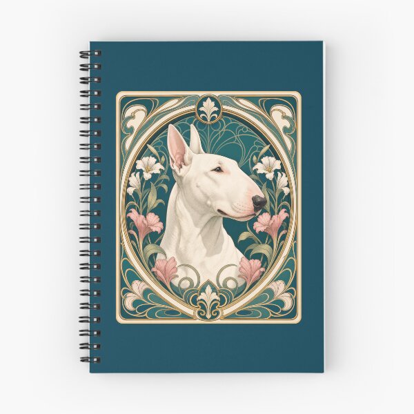 Item preview, White Bull Terrier Art Nouveau Floral Dog designed and sold by AntiqueImages.