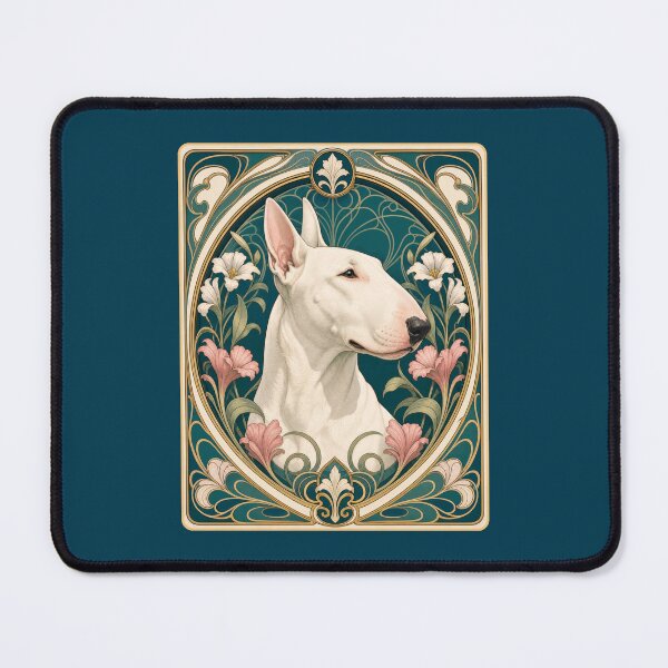 Item preview, White Bull Terrier Art Nouveau Floral Dog designed and sold by AntiqueImages.