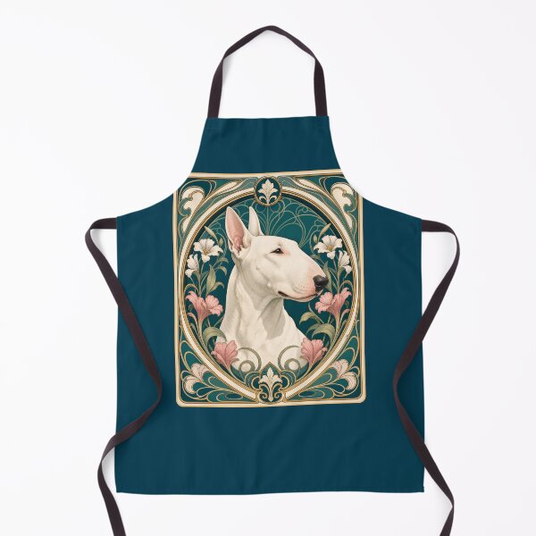 Item preview, White Bull Terrier Art Nouveau Floral Dog designed and sold by AntiqueImages.