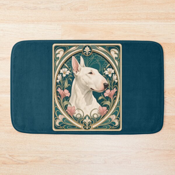 Item preview, White Bull Terrier Art Nouveau Floral Dog designed and sold by AntiqueImages.