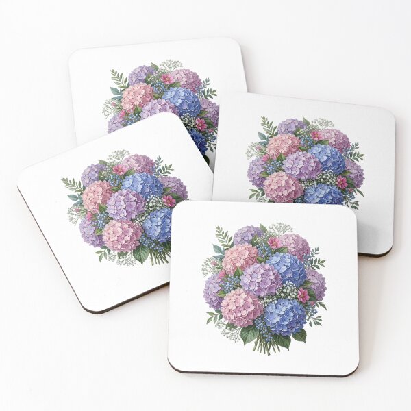 Item preview,  Pink Blue blooming hydrangea and garden flowers  designed and sold by SOUFIANE1991.