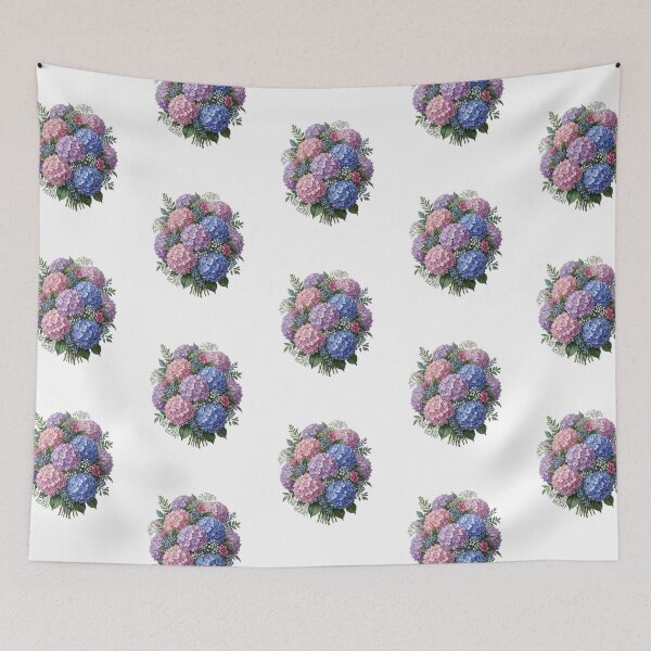 Item preview,  Pink Blue blooming hydrangea and garden flowers  designed and sold by SOUFIANE1991.