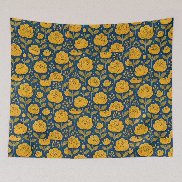 Item preview, Rosa Sulfurea on Blue Background designed and sold by scicilysimonee.