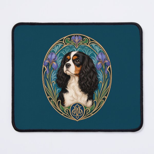 Item preview, TriColor Cavalier King Charles Spaniel Art Nouveau designed and sold by AntiqueImages.