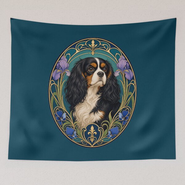 Item preview, Tricolor Cavalier King Charles Spaniel Art Nouveau designed and sold by AntiqueImages.