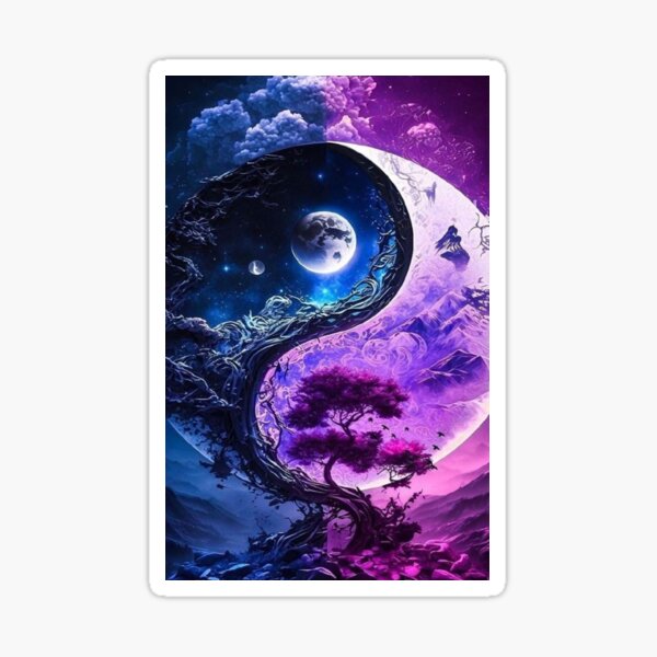 Item preview, Cosmic Yin Yang Landscape Fantasy Art designed and sold by animenosekaiii.