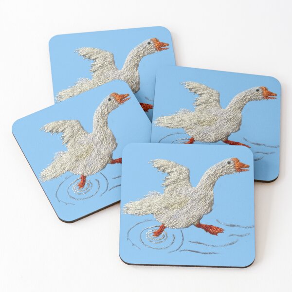 Item preview, Paddling goose hand embroidered designed and sold by Alsa-handembroidery.