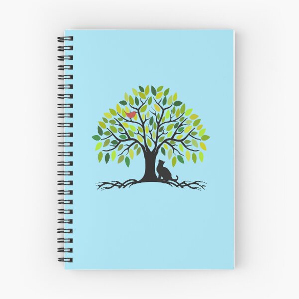 Item preview, TREE OF LIFE, GREEN SUMMER LEAVES, CAT & RED BIRD, BOHO NATURE ART designed and sold by classic car craze.