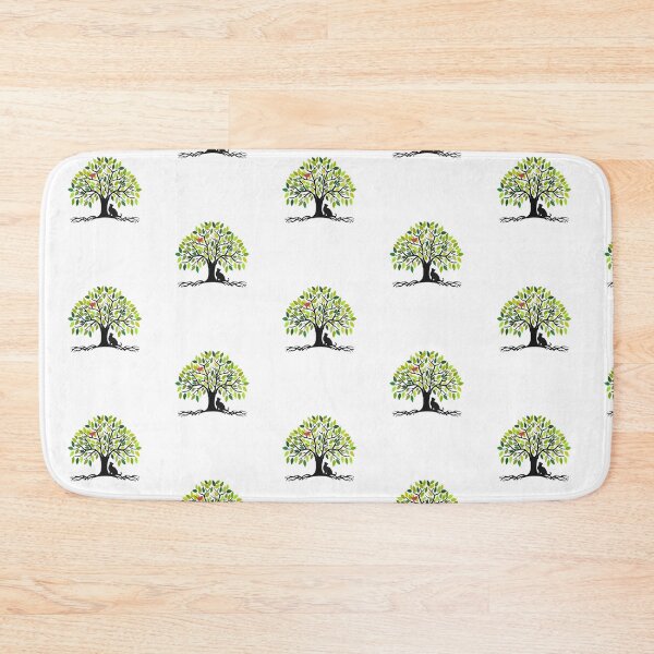 Item preview, TREE OF LIFE, GREEN SUMMER LEAVES, CAT & RED BIRD, BOHO NATURE ART designed and sold by classic car craze.