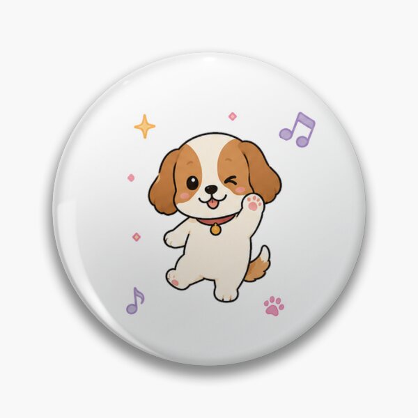 Item preview, Cute Cavalier King Charles Puppy Kawaii Waving Dog Art designed and sold by Seculinator.