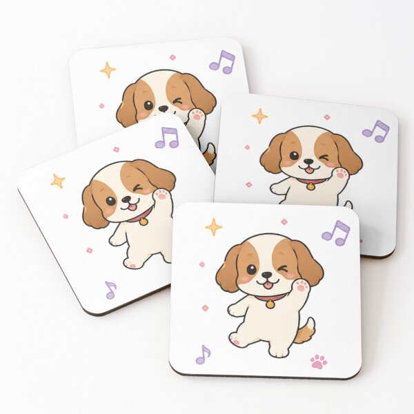 Item preview, Cute Cavalier King Charles Puppy Kawaii Waving Dog Art designed and sold by Seculinator.
