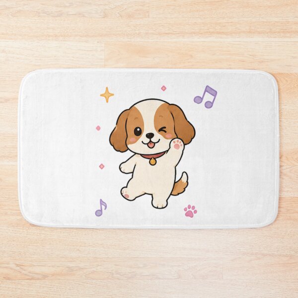 Item preview, Cute Cavalier King Charles Puppy Kawaii Waving Dog Art designed and sold by Seculinator.