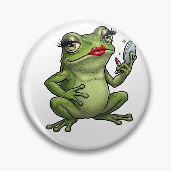 Item preview, Sassy Glamour Frog with Lipstick and Mirror | Funny Diva Frog Art | Cute Frog Makeup Illustration | Funny Frog Lover Print designed and sold by NeonKawaiiCo.