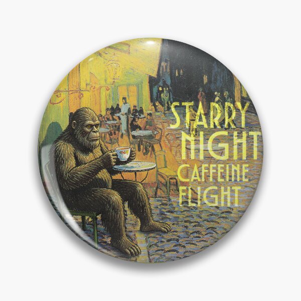 Item preview, Starry Night Caffeine Flight Vintage Bigfoot Art Parody designed and sold by ARTIZIT.
