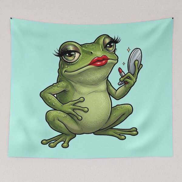 Item preview, Sassy Glamour Frog with Lipstick and Mirror | Funny Diva Frog Art | Cute Frog Makeup Illustration | Funny Frog Lover Print designed and sold by NeonKawaiiCo.