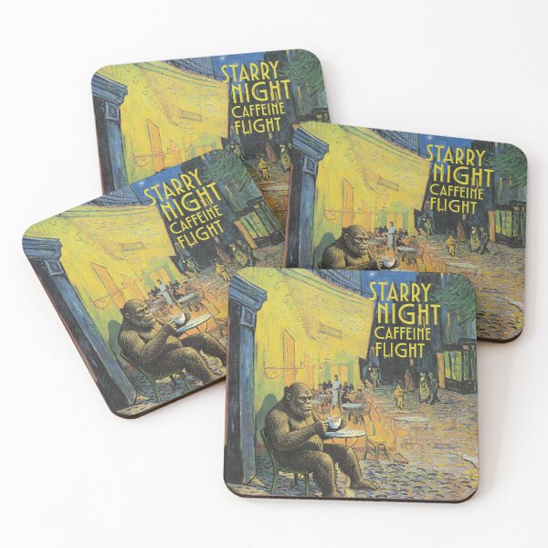 Item preview, Starry Night Caffeine Flight Vintage Bigfoot Art Parody designed and sold by ARTIZIT.