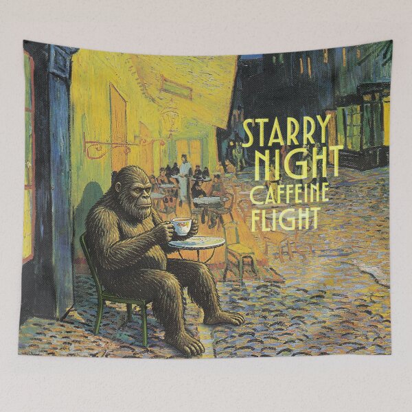 Item preview, Starry Night Caffeine Flight Vintage Bigfoot Art Parody designed and sold by ARTIZIT.
