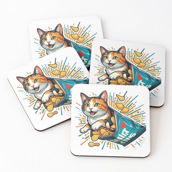 Item preview, Funny Cat Chips Snack Lover Sticker | Cute Calico Cat Meme Retro Aesthetic Gift designed and sold by Trendesigne.