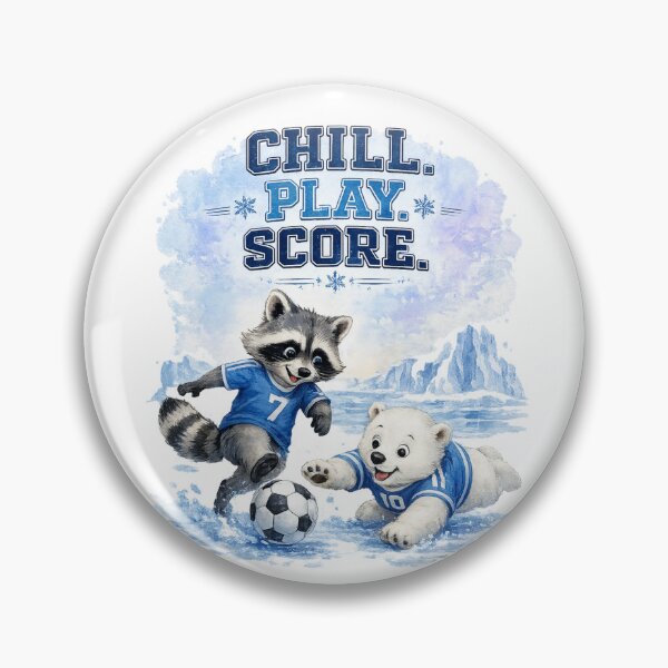 Item preview, Chill Play Score Arctic Soccer Animals Cute Raccoon and Polar Bear Football Watercolor Sports Graphic T-Shirt designed and sold by HOUSE OF TIST.