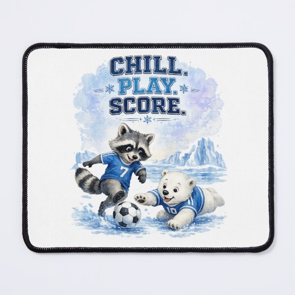 Item preview, Chill Play Score Arctic Soccer Animals Cute Raccoon and Polar Bear Football Watercolor Sports Graphic T-Shirt designed and sold by HOUSE OF TIST.