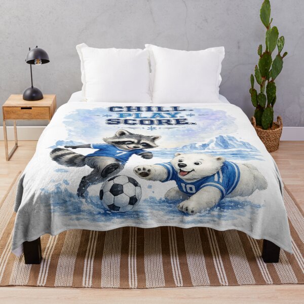 Item preview, Chill Play Score Arctic Soccer Animals Cute Raccoon and Polar Bear Football Watercolor Sports Graphic T-Shirt designed and sold by HOUSE OF TIST.