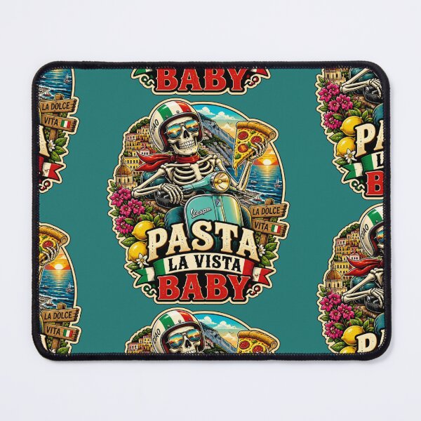 Item preview, Pasta La Vista Baby Skeleton Italy Travel Sticker | Vespa Pizza Skull Vacation Graphic designed and sold by Ecocrushstudio.