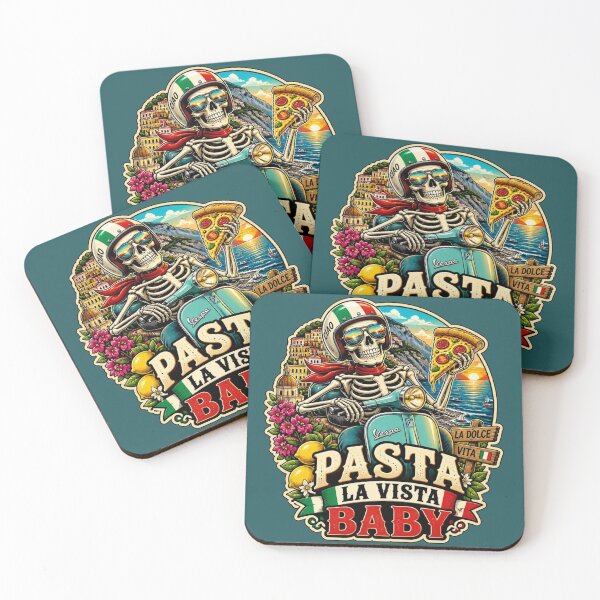 Item preview, Pasta La Vista Baby Skeleton Italy Travel Sticker | Vespa Pizza Skull Vacation Graphic designed and sold by Ecocrushstudio.
