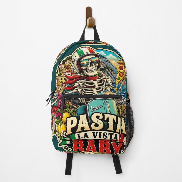 Item preview, Pasta La Vista Baby Skeleton Italy Travel Sticker | Vespa Pizza Skull Vacation Graphic designed and sold by Ecocrushstudio.