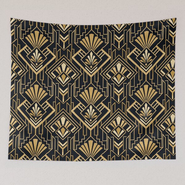 Item preview, Art Deco Geometric Gold Navy Retro Seamless Pattern designed and sold by Inkworksbyshery.