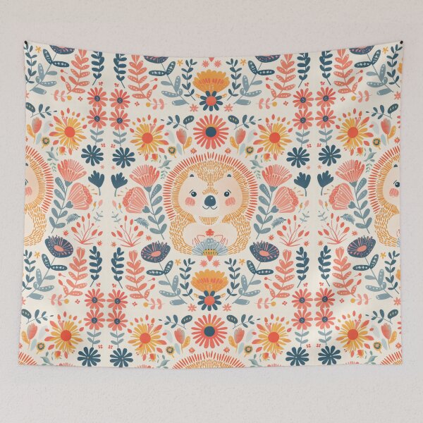 Item preview, Scandinavian Folk Art, Floral Hedgehog  designed and sold by xiao xuans.