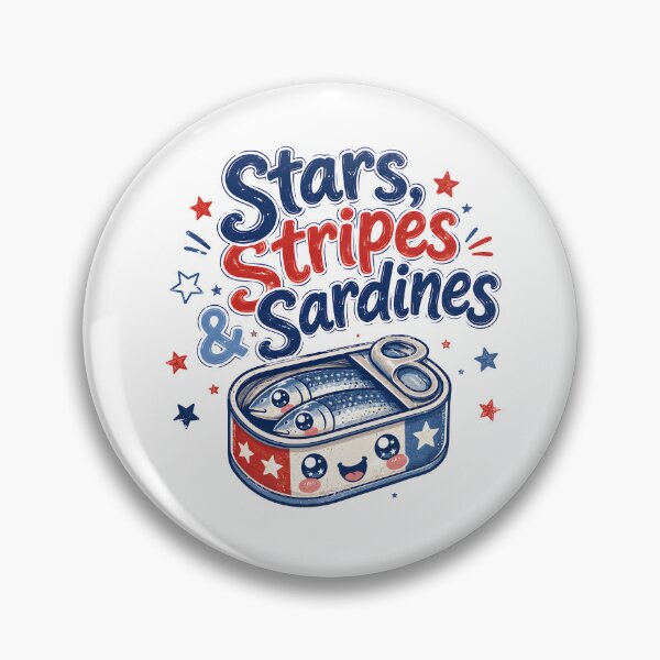 Item preview, Stars Stripes And Sardines Cute Tinned Fish Graphic designed and sold by Craft Design Alchemy.