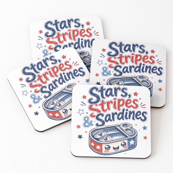 Item preview, Stars Stripes And Sardines Cute Tinned Fish Graphic designed and sold by Craft Design Alchemy.