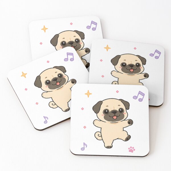Item preview, Cute Pug Puppy Kawaii Chibi Dancing Dog Art designed and sold by Seculinator.
