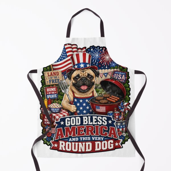 Item preview, Patriotic Pug BBQ Grill Master designed and sold by Squiggle Happy.