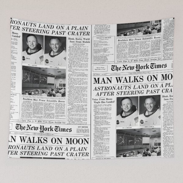 Item preview, Moon Landing Front Page 1969 – Vintage Newspaper Cover designed and sold by Abeshinobi.