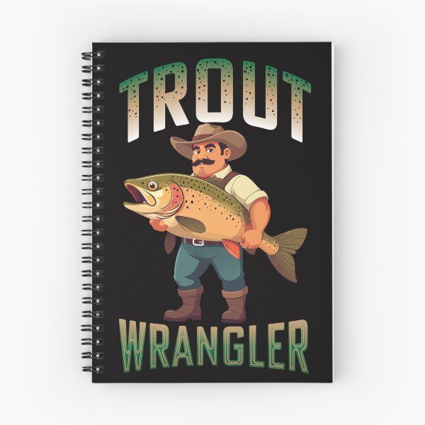 Item preview, "Trout Wrangler". vector cartoon graphic of cowboy with large trout designed and sold by Art-Horizon.