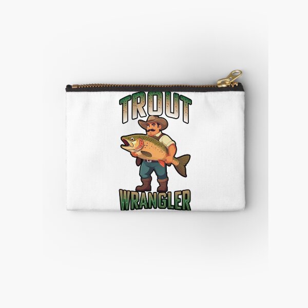 Item preview, "Trout Wrangler". vector cartoon graphic of cowboy with large trout designed and sold by Art-Horizon.