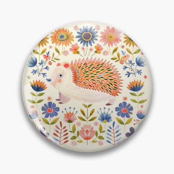 Item preview, Scandinavian Folk Art, Floral Hedgehog  designed and sold by xiao xuans.