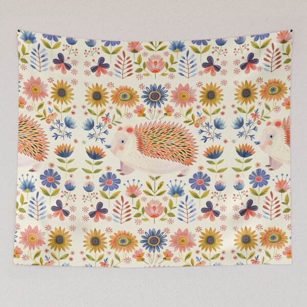 Item preview, Scandinavian Folk Art, Floral Hedgehog  designed and sold by xiao xuans.