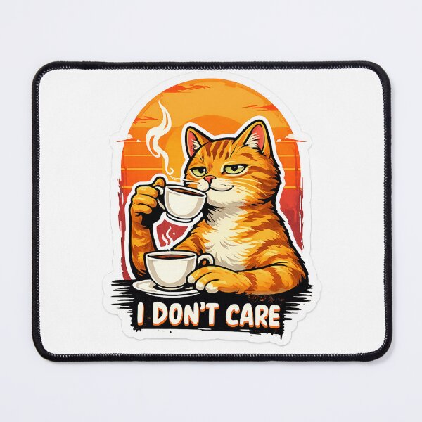 Item preview, I Don't Care Cat Coffee Meme Sticker | Funny Sarcastic Retro Cat Design designed and sold by Dada-arts.