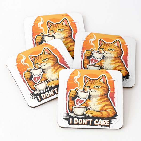 Item preview, I Don't Care Cat Coffee Meme Sticker | Funny Sarcastic Retro Cat Design designed and sold by Dada-arts.