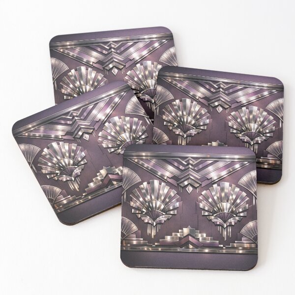 Item preview, Purple Nude Art Deco Metallic Fan Geometric Panel designed and sold by IntelliMindDesigns.