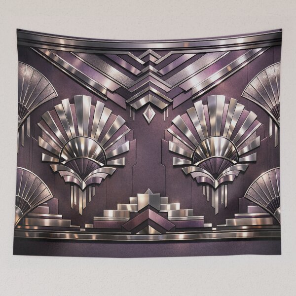 Item preview, Purple Nude Art Deco Metallic Fan Geometric Panel designed and sold by IntelliMindDesigns.