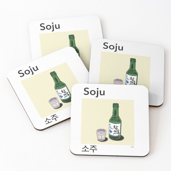 Item preview, Soju Bottle and Shot Glass Korean spirit drink Illustration designed and sold by TAWN ILLUSTRATIONS.