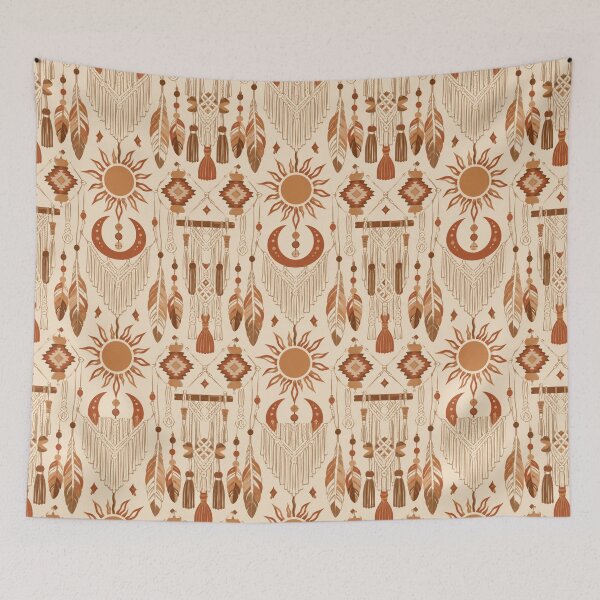 Item preview, Macrame Boho Retro Seamless Pattern Print designed and sold by Inkworksbyshery.