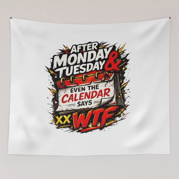 Item preview, Funny Midweek Breakdown Typography Art - Grunge calendar chaos and bold typography designed and sold by HiteshArt111.