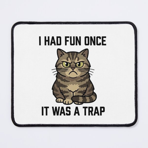 Item preview, I Had Fun Once It Was A Trap Sticker Funny Grumpy Cat AI Decal Introvert Gift designed and sold by IRON SIREN.