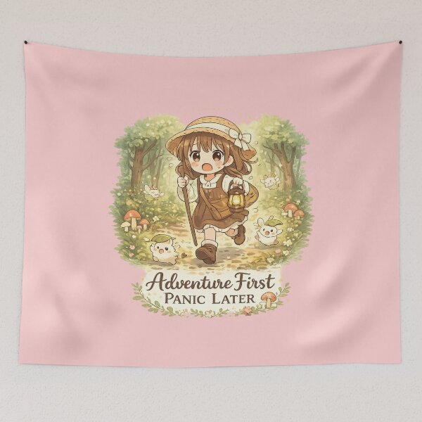 Item preview, Adventure First Panic Later Funny Anime Cute Girl Forest Explorer Design designed and sold by Im-Ara.